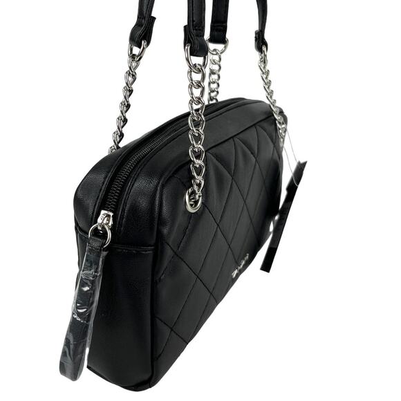 Tahari Calista Vegan Leather Satchel Black Quilted New - Picture 12 of 14